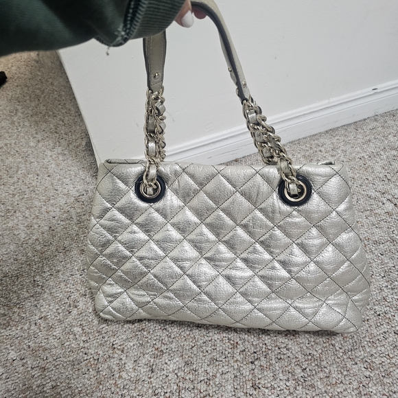 Kate Spade Purse Leather Gold Metallic Shoulder Bag Large - Picture 4 of 7